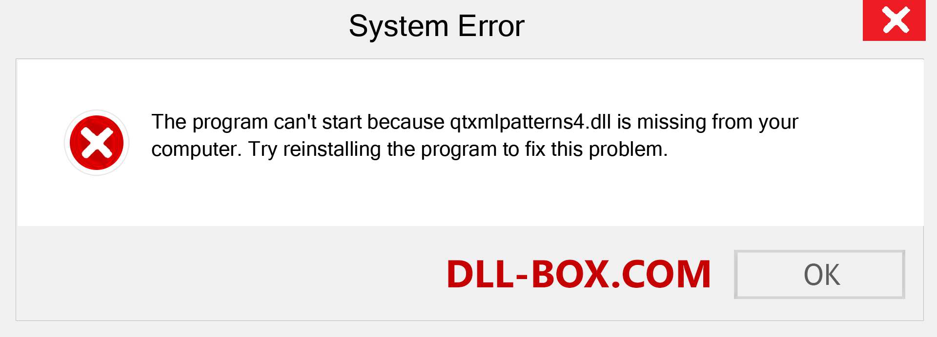  qtxmlpatterns4.dll file is missing?. Download for Windows 7, 8, 10 - Fix  qtxmlpatterns4 dll Missing Error on Windows, photos, images